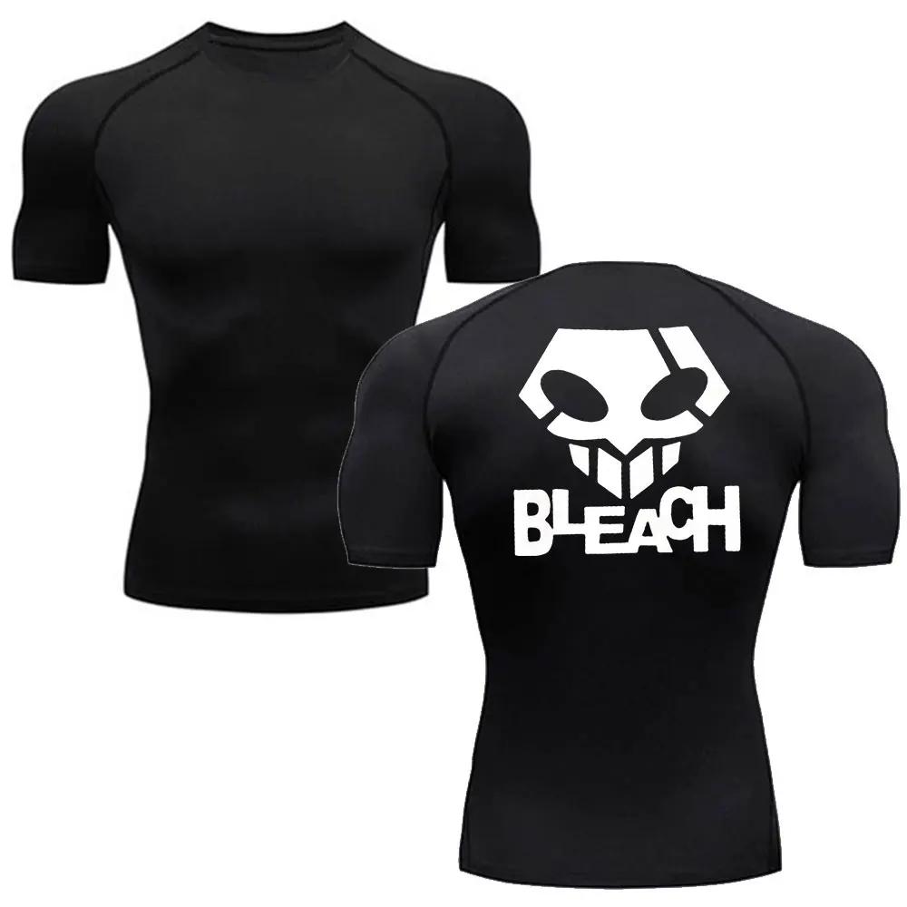 Anime Bleach Męska Koszulka Sportowa BJJ Rashguard MMA Kompresyjna Męska Koszulka na Siłownię Fitness Boks Koszulki Szybkoschnąca Treningowa Oddychająca Koszulka Top