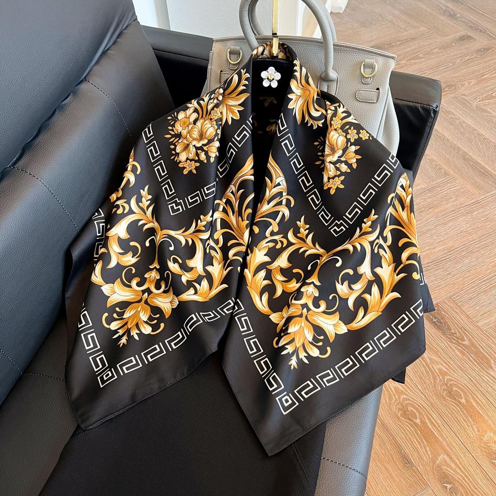 Large square scarf silk scarf women's new versatile spring and autumn winter high-end mother scarf shawl with shirt