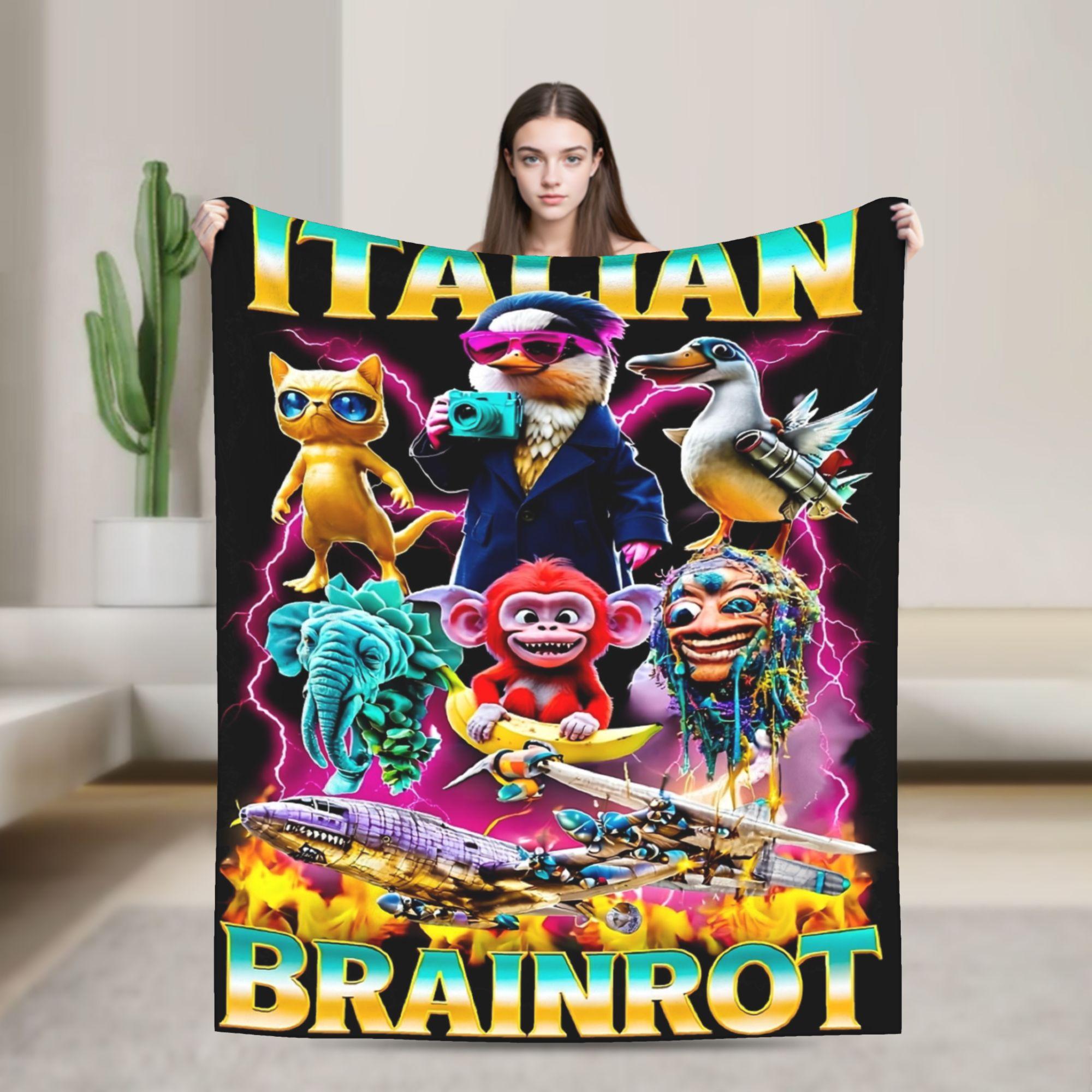 Italian Brainrot Cool Design Flannel Blanket  Custom Throw Blanket for Home 200x150cm Bedspread 200x150cm 80x60in