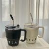 480ml Stainless Steel Portable Coffee Cups with Straw and Lid Portable Office Home Water Bottles Thermos Mug Drinkware Tea Cup