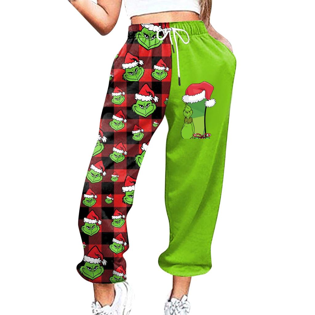 Women's Casual Fashion Christmas Printed Casual Sweatpants Elastic Waist Drawstring Pants