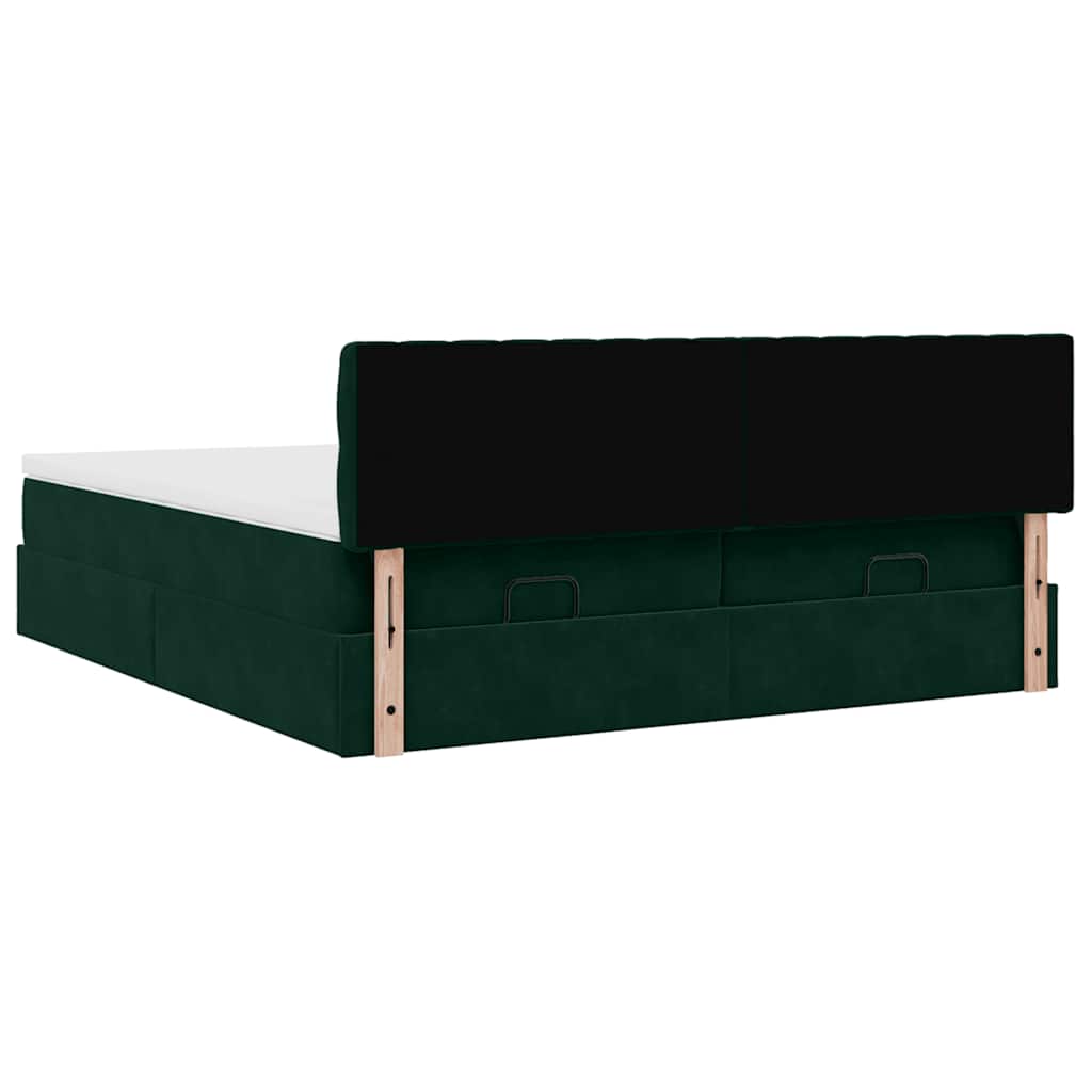 Ottoman Bed with Mattress Dark Green 160x200 Cm Velvet