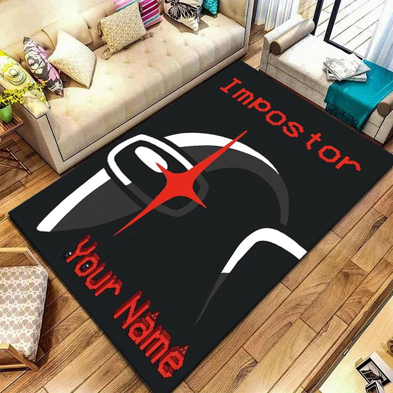 Among Us Custom Name Carpet Rug for Living Room Bedroom Home Sofa Decoration,Kids play Non-slip Floor Mat