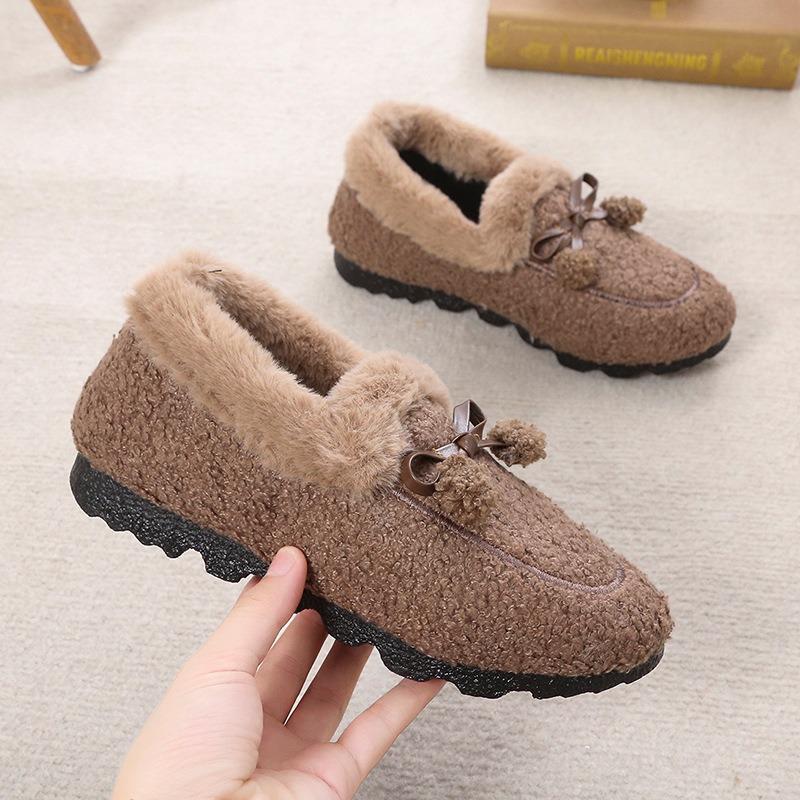 Doudou shoes women's autumn and winter warm thick-soled new Mao Mao shoes flat-soled versatile cotton shoes velvet mother wear