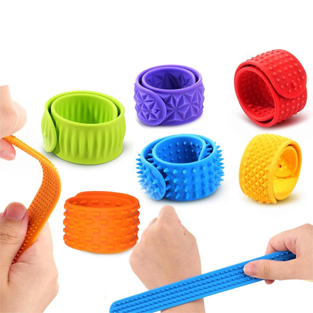6PCS Silicone Sensory Slap Wristband Kids Anxiety Calming Toy With Texture Design For Emotional Soothing Soothing Toy
