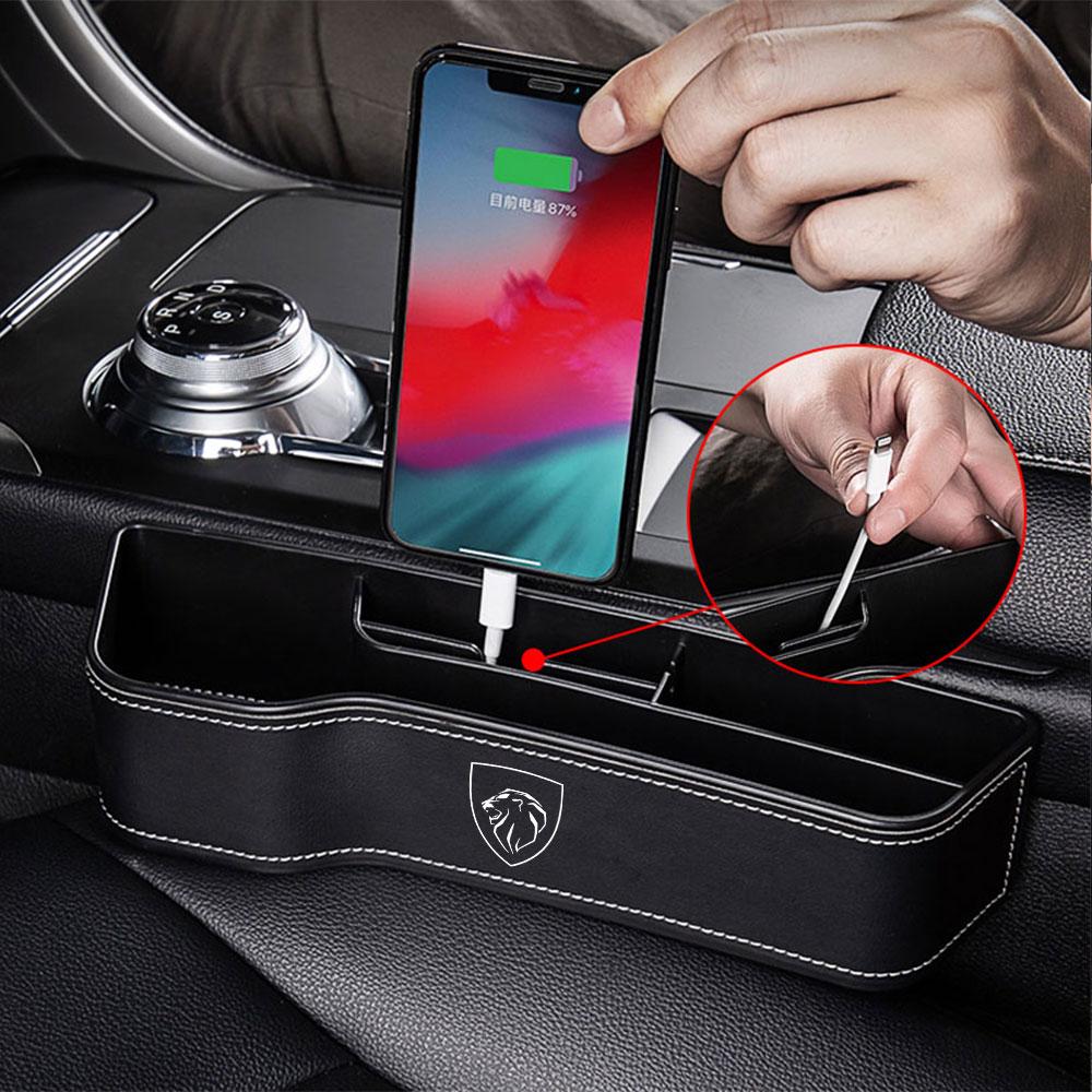 Auto Innenraum Leder Lücke Spalt Aufbewahrungsbox Auto Kleinteile Organisation Zubehör Für Peugeot 3008 5008 208 407 406 4008 206 2008