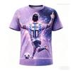 T-shirt Estiva da Uomo per Palestra Fitness con Stampa di Messi Calcio Manica Corta Casual Sportiva Maglietta Street per Bambini Ragazzi Abbigliamento da Esterno
