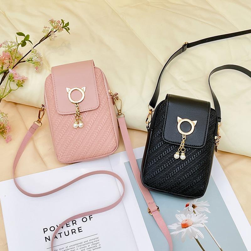 Mobile phone bag women's fashion women's shoulder bag fresh and sweet embossed messenger bag