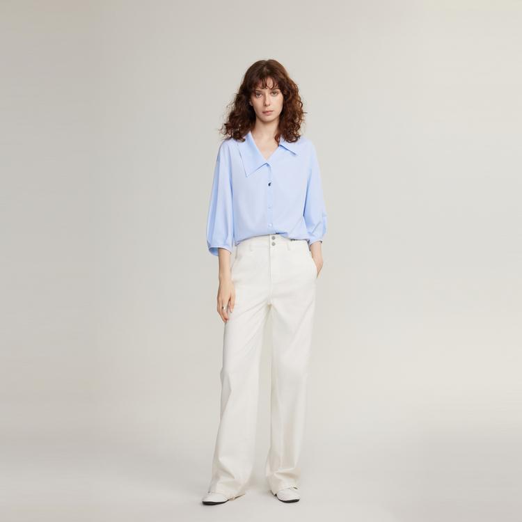 ELLE French Design Minimalist Loose Shirt Women Tops Light-Blue EC48656