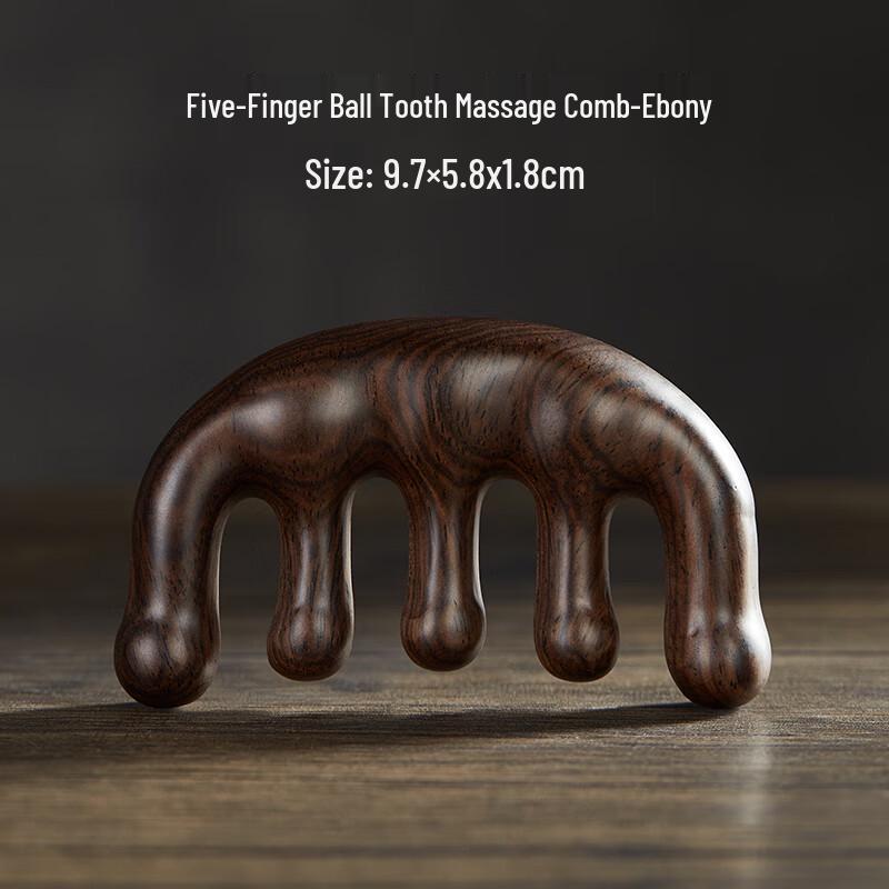 

Black Ebony Five-Finger Meridian Scalp Comb