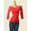 Spanish Card Fashion Waist-Controlled Boat Neck 7 Split Sleeve Bottoming Shirt Fashion Wind Slimming Boat-Neck Red Knitwear