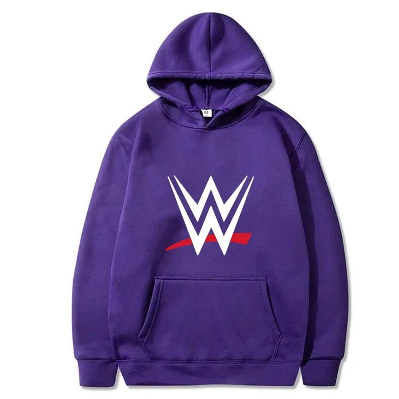 WWE Print Loose Hoodies Men's Fashion Pullovers Women's Casual Hooded Sweatshirts Long Sleeve Streetwear Menswear