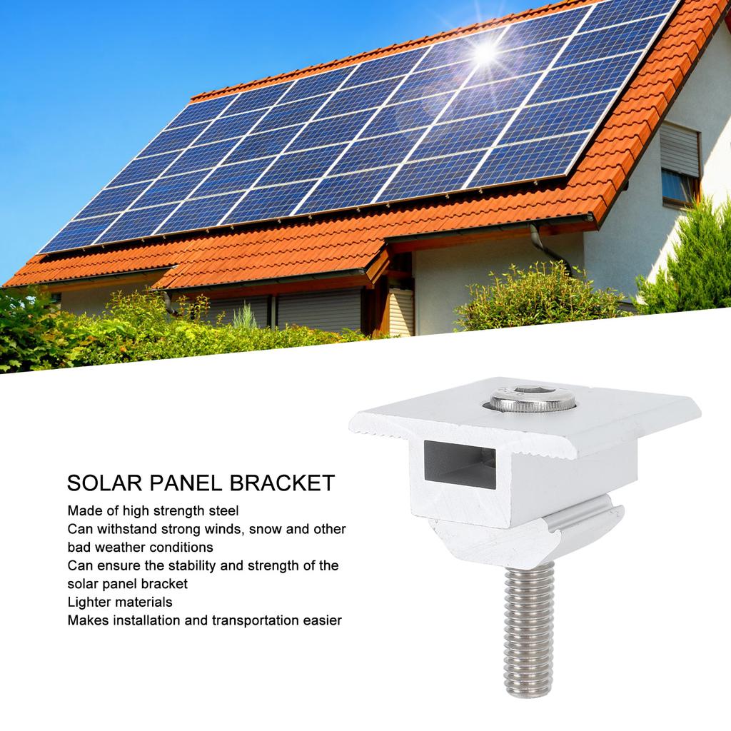 4 PCS Solar Panel Bracket Centre Clamps Silver Lightweight Steel 35mm Solar Panel Clamps for RV Flat Roof
