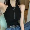 Women's Crop Top Corset Tops Knitted Vest Tight Zipper Sleeveless Top