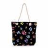 Multifunctional Dog Paws Printed Thick Rope Shoulder Beach Bag Casual Large Capacity Handbag 7601