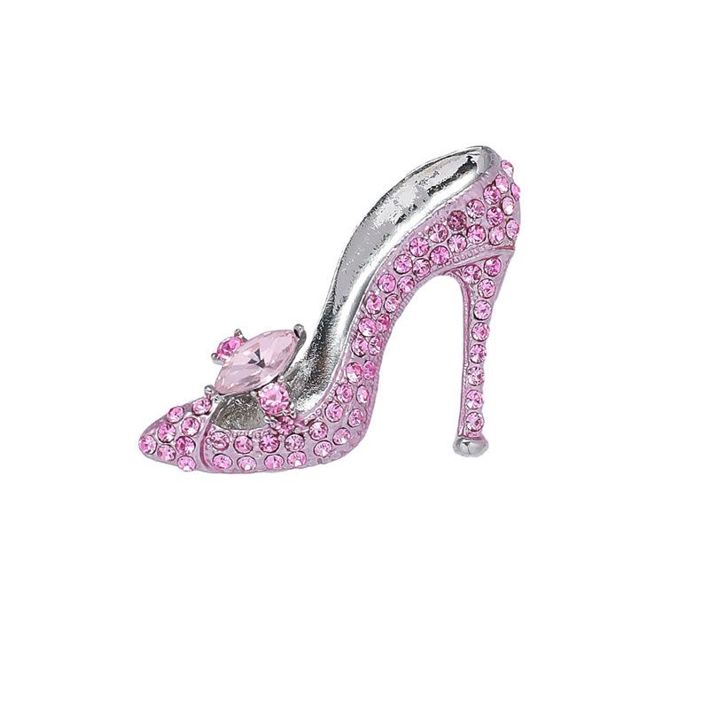 Alloy Inlaid Crystal High Heel Brooch for Evening Dress & Coat