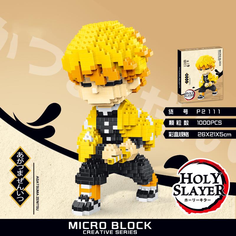 Hot Sale Japanese Anime Characters Micro Building Blocks Toys Demon Slayer Anime Figures Mini Bricks Kids Gifts