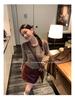 Burgundy PU Leather High Waist A-Line Skirt - 2024 Autumn/Winter Slim Fit