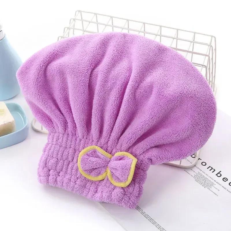 Shower Cap for Women Hair Cap Microfibre Quick Hair Drying Bath Spa Bowknot Wrap Towel Hat Cap for Bath Bathroom Accessories