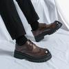 Thick Soled Casual Men's Leather Shoes Classic Black Brown Style Leisure Business Office Height Increasing Groomsmen Shoes