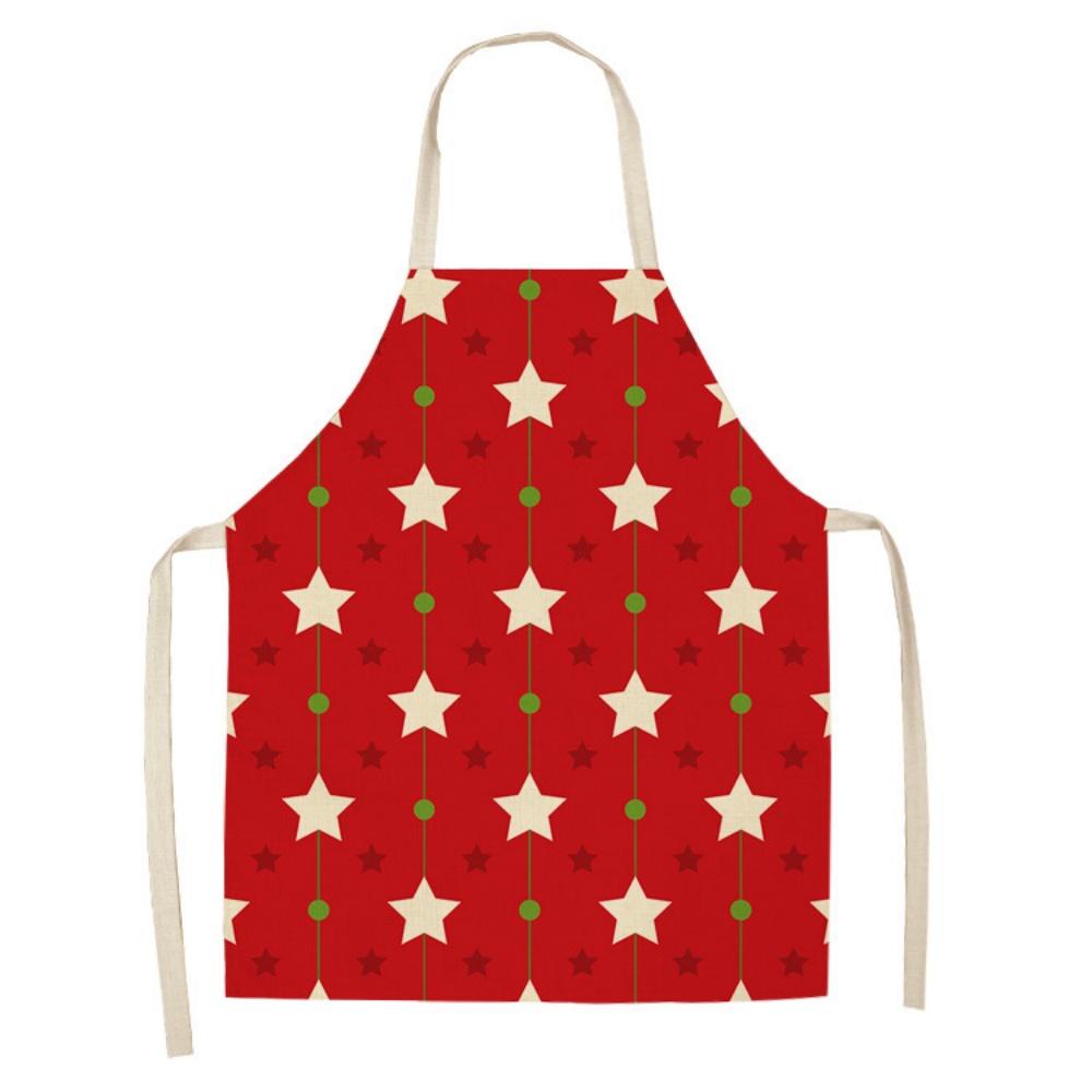 Christmas Apron Holiday Kitchen Aprons Christmas Tree Printed Cotton Linen Plaid Apron Kitchen Baking Cooking Accessories