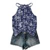 Women Sleeveless Bohemian Floral Print Tank Top Loose Fit Neck Blouse Casual Summer Lightweight Camisole Shirt