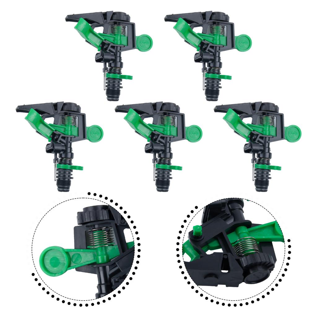 Pack of 5 Adjustable ABS Sprinkler Heads for Efficient For 360 Degree Spray with Distances Up to 34Ft and 60Ft