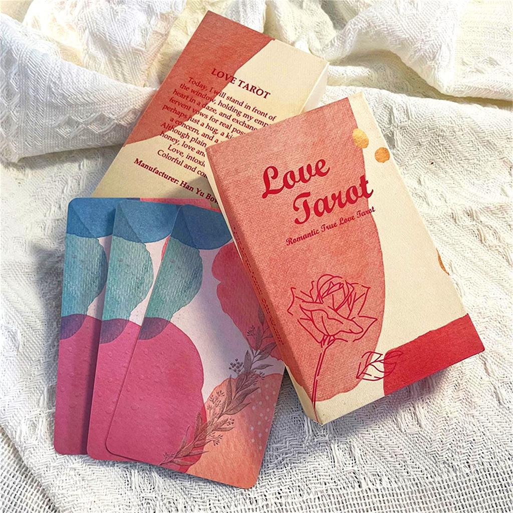 Han Yu Bowen Oracle de l'Amour Flamme Jumelle Oracle Débutant Tarot 54 Cartes Colorées Romantiques Oracle de l'Amour avec Signification pour Âmes Sœurs et Romantique x x