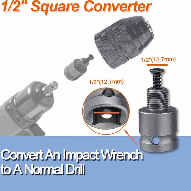 All-Metal 1/2-20UNF Three-Jaw Chuck for Electric Screwdriver, Hammer, and Wrench (2-13mm).