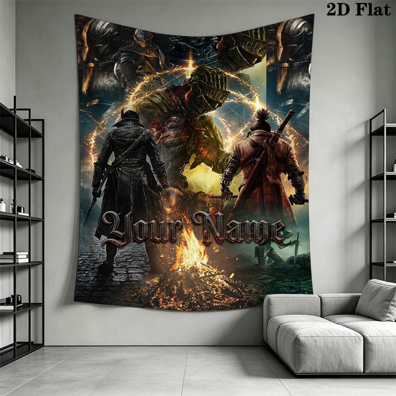Name Custom DARK SOULS Wall Tapestry Aesthetic Wall Hanging Printed Fabric Blanket Decorative Tapestries for Bedroom Living Room Home Decor