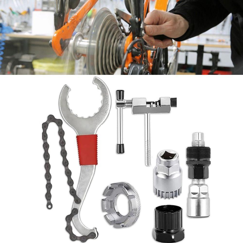 6PCS Multi-Function Bike Tool Kit Steel Chain Wheel Tool Kit  Bottom Bracket Service