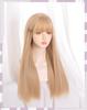 Akixen Wig Long Straight Gold Wig White Gold Harajuku Style Small Face Heat Resistant Cosplay Hair Net Fashion Event Halloween Disguise Costume