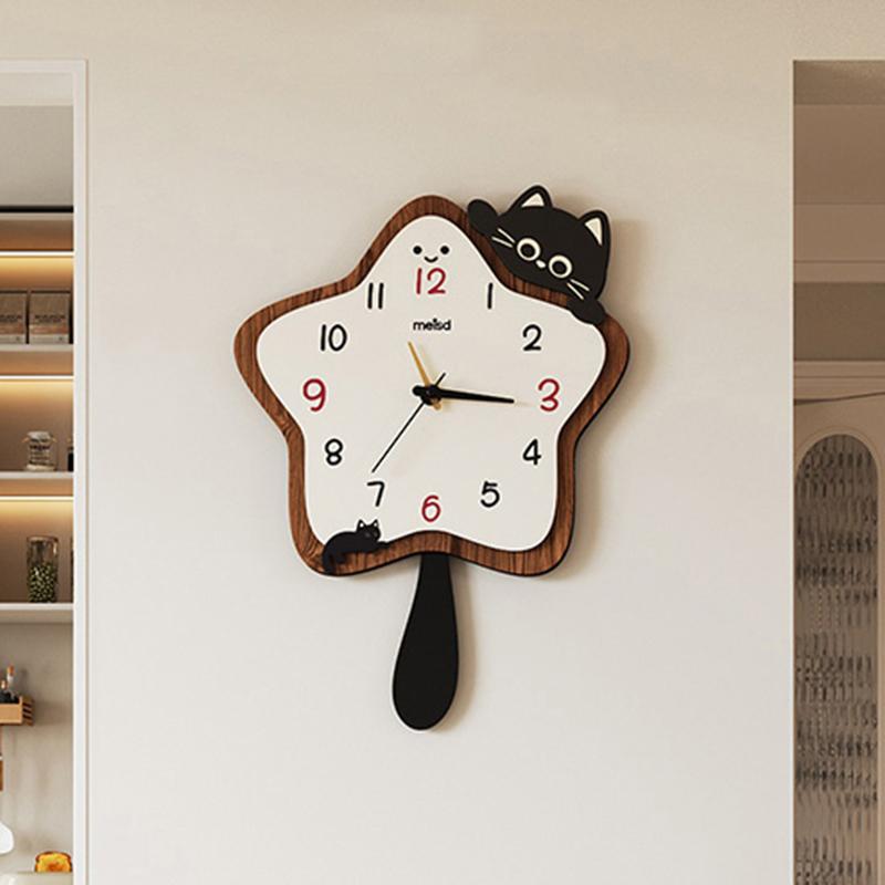 Minimalist Cat Wall Watch Xenomorph Bedrooms Cute Wooden Wall Watch Aesthetic Interior Relogio De Parede Ornaments Home Decor