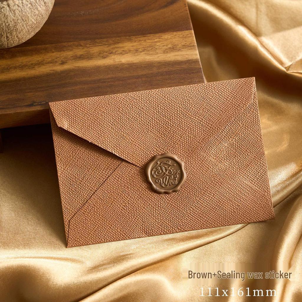 Chinese Retro Style Woven Pattern Envelope & Letter Set with Kraft Paper & Sealing Wax