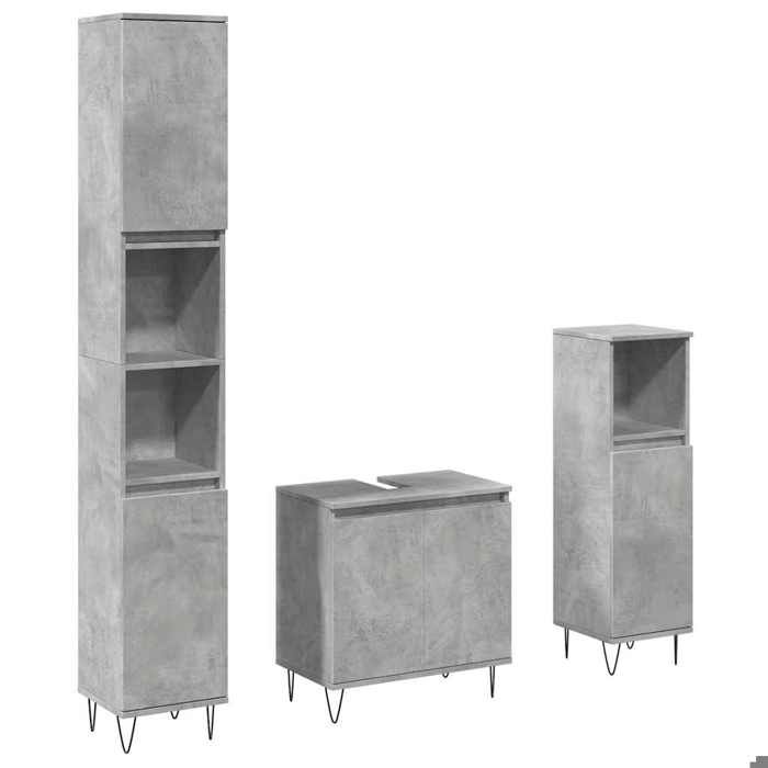 VidaXL Ensemble de meubles de salle de bain 3 pcs gris béton 3324953