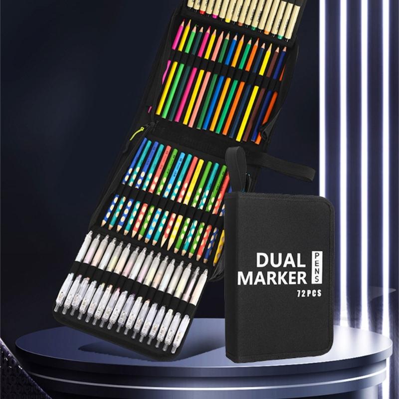 Drawing Pencil Case Large Capacity Pencil Case 60/72/100/120 Slots Coloring Pencil Holder Case Art Marker Carrying Case