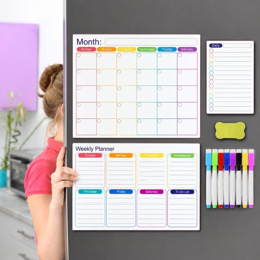 Resin Whiteboard Monthly Weekly Daily Fridge Calendar Daily Dry Erase Calendar Organizer
