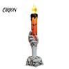 Retro Skeleton Base Ornaments Halloween LED Ghost Candle Light, Spooky Hand Lamp Animated Quicksand Lights Tabletop Decor, Horror Light for