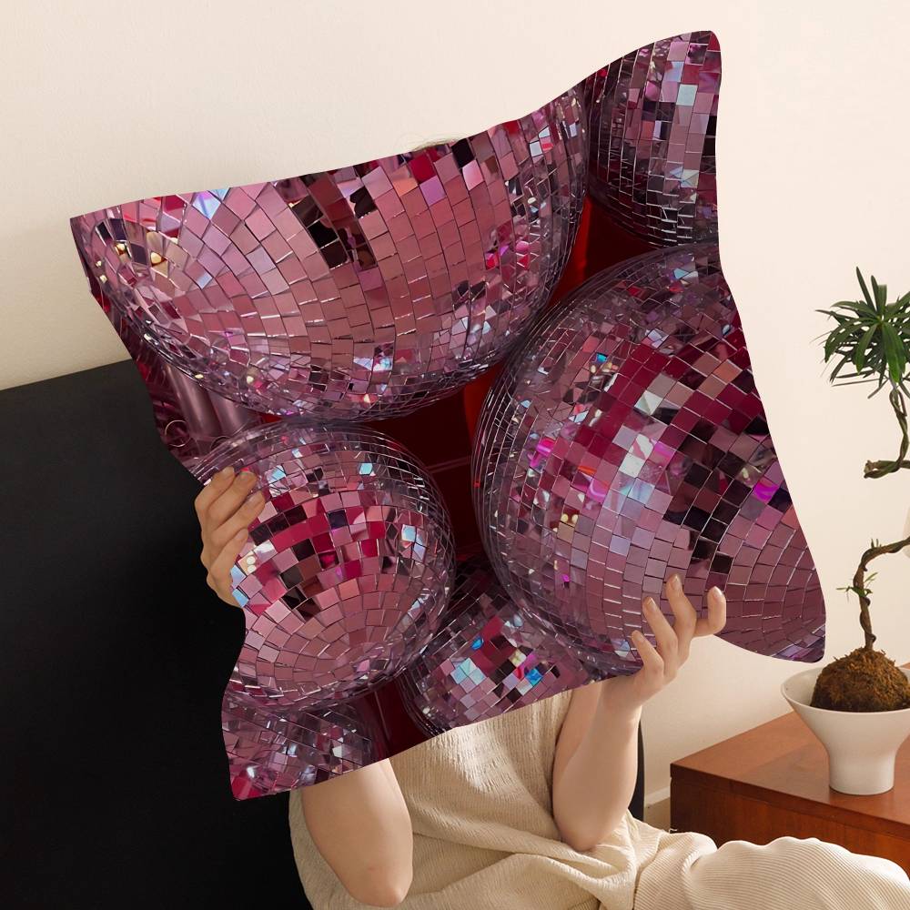 

Pink Orange Disco Ball Pillow Gifts Home Office Furnishings Bedroom Sofa Car Cushion Cover Case 45x45cm 12x12Inch