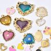 18K Gold Heart-Shaped Stainless Steel Pendant - Vacuum Electroplated Drip Oil Jewelry Accessory