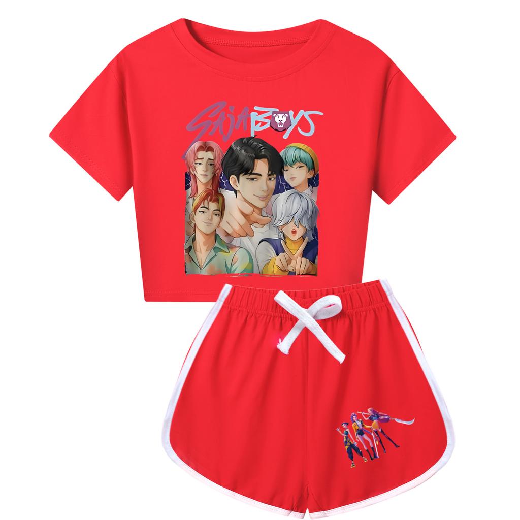 Kpop Witch Hunt Summer Boy Girls Cute Comfortable Soft Printed Half Body Short Sleeved Shorts Set