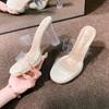 High-heeled slippers women's summer new one-word with PVC outer wear fashion crystal heel