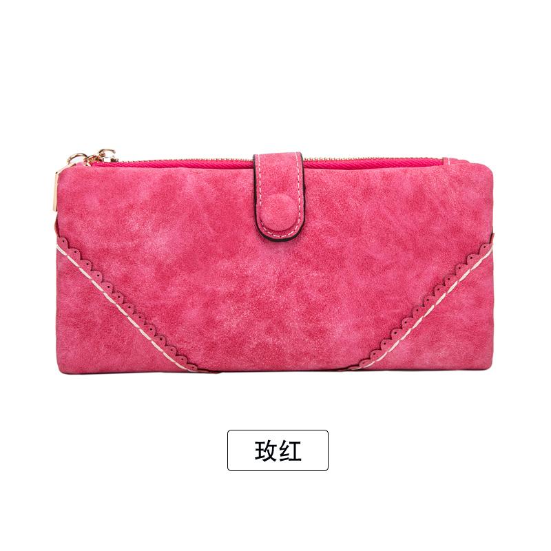 Three fold Korean frosted long wallet,   fashionable and elegant multi-functional women s handheld card bag