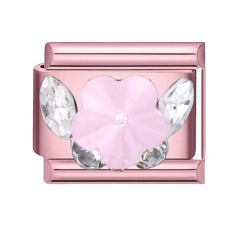 Fashion Zircon Pink Butterfly Star Bow Flower Rabbit Italian Charm Links Fit 9MM Stainless Steel Bracelet Women DIY Making Gift