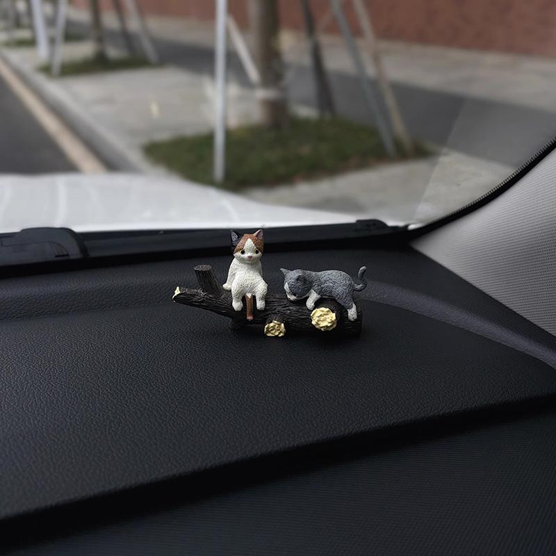 Cute Car Decoration Sleeping Cat Doll Creative Auto Ornaments Toys Cat Micro Landscape Model Cute Car Accessories Gifts