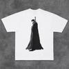 2025 Summer Short Sleeve T-Shirt Sword Wind Legend Berserk Heavy Cotton Vintage Loose Crew Neck Half-Sleeve Tops Vintage T Shirt