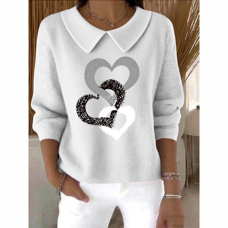 BITCED Women s Fashion Casual Solid Color Print Long Sleeve V-Neck POLO Neck Blouses & Shirts S
