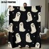 1Pc Ultra-Soft Flannel Halloween Ghosts Printed Throw Blanket – Cozy, Light Beige-Friendly, And Multi-Purpose For Office, Couch,