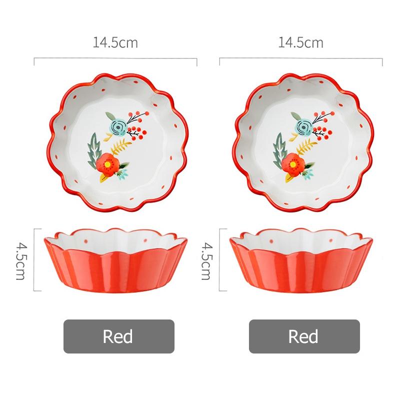 5.8 inch Ceramic Salad Bowl Flower Dinner Bowl Pasta Baking Bowl Porcelain Serving Bowl Set of 2