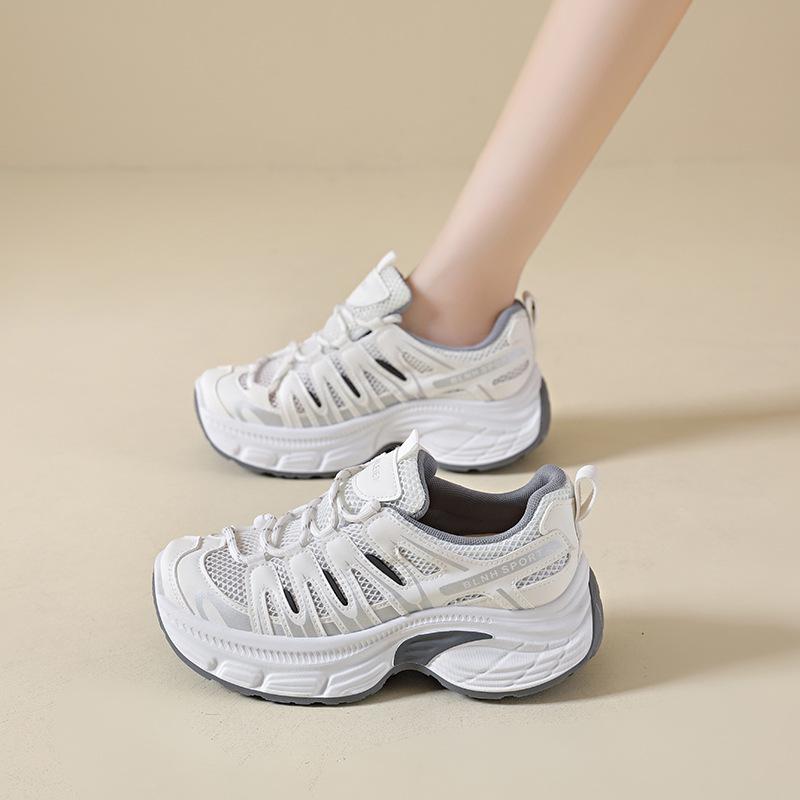 High-top Women s Shoes, Breathable Shoes, Thick-soled Shoes 35 серый/белый
